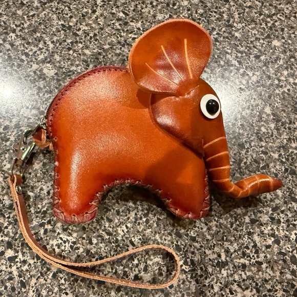 Handbags - Brown Elephant Leather Coin/Keychain Genuine Leather